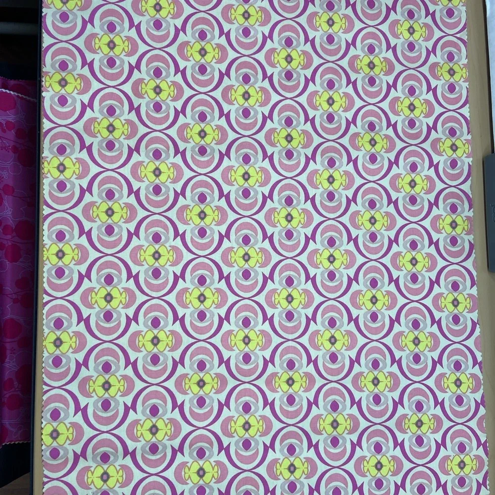 Assorted Floral & Geometric Cotton Fabric Pieces - Pink, Purple, Lime - Picture 6 of 11